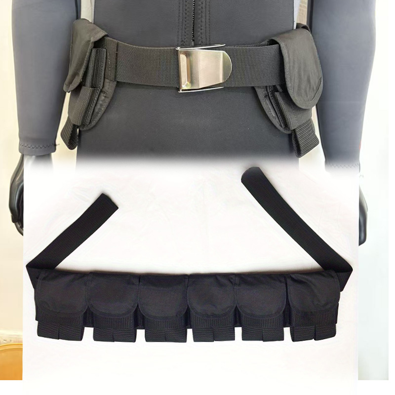Dive Weight Belt - เข็มขัดถ่วงน้ำหนักแบบ 6 ช่องสำหรับดำน้ำแบบสกูบา พร้อมหัวเข็มขัด ออกแบบเฉพาะสำหรับอุปกรณ์ดำน้ำ จัดเก็บของใช้จำเป็นได้อย่างปลอดภัย